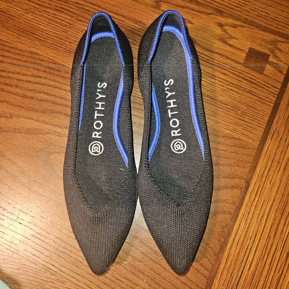 Nwob, Rothys The Point In Black Solid Flat 6 - image 3